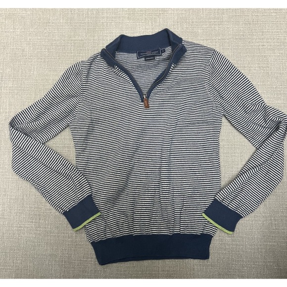 Vineyard Vines Other - Vineyard Vines Sweater Youth S Blue/White Stripe Pullover Quarter Zip Boys